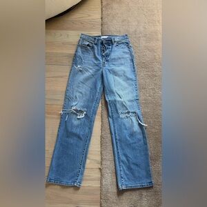 Cello Light Blue Distressed Straight Leg Jeans